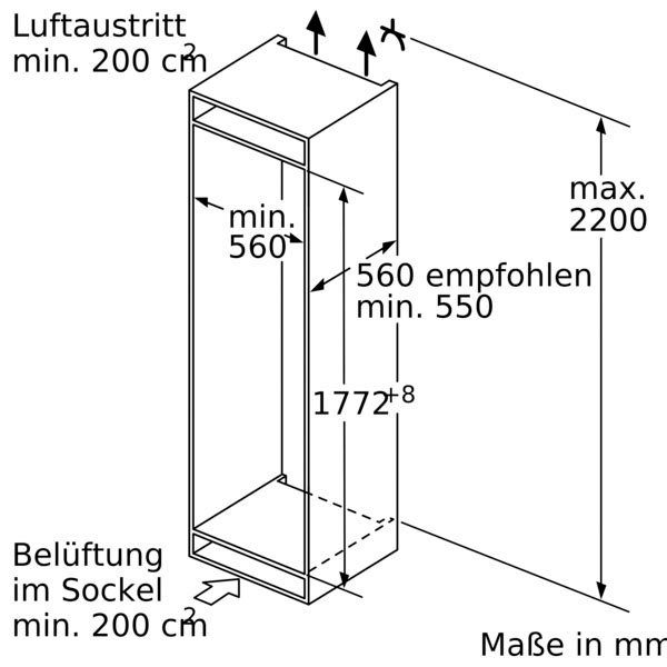 NEFF Einbaugefrierschrank GI7813CF0, 177,2 cm hoch, 55,8 cm breit