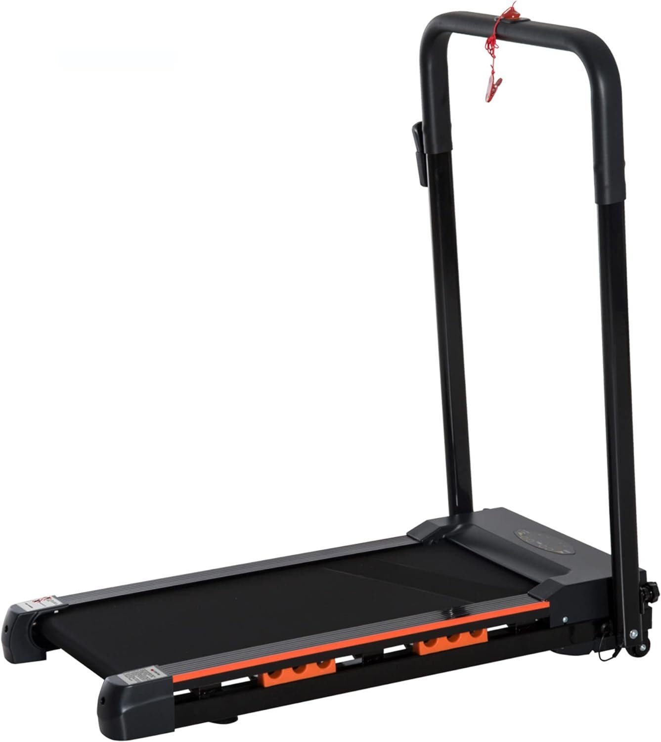 HOMCOM Laufband (1-6 Km/h, Stahl, Schwarz, 105 x 56 x 108,5 cm), Elektrisches Laufband mit LCD Display, Faltbares Fitnessgerät