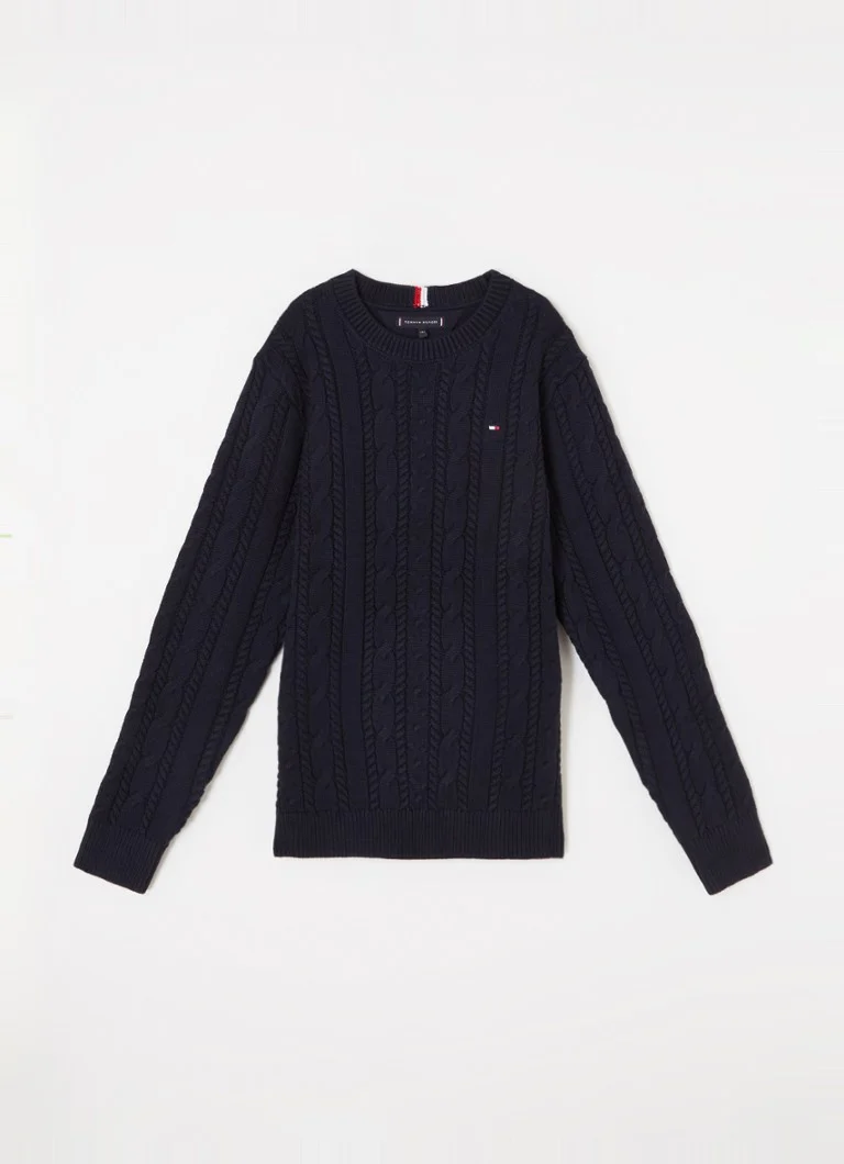 Pulover Tommy Hilfiger Essential cu guler rotund și împletitură