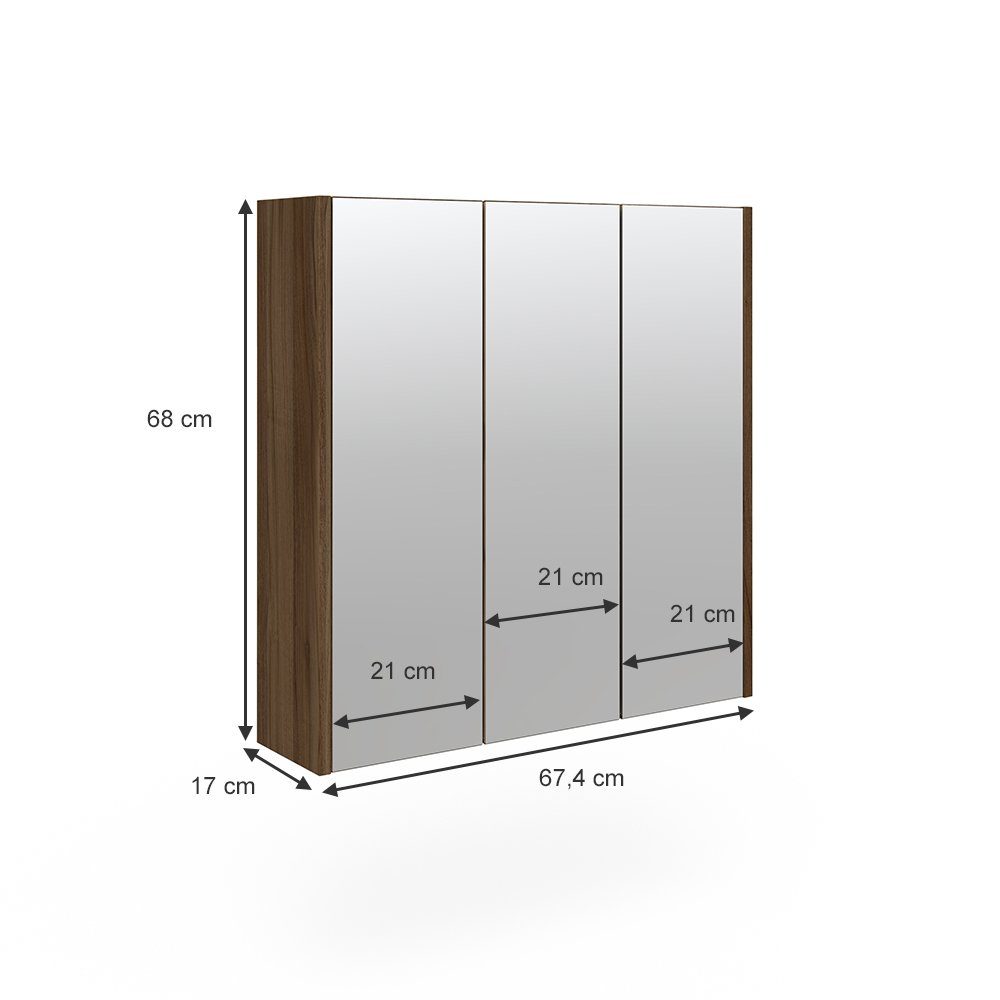 Vicco Spiegelschrank Badspiegel Badschrank MAJEST Nussbaum / Anthrazit