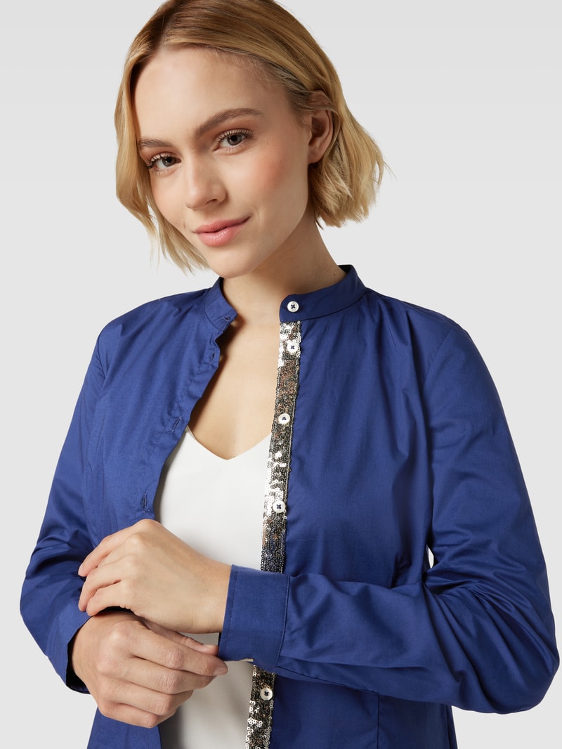 Hemdbluse mit Knopfleiste in marineblau