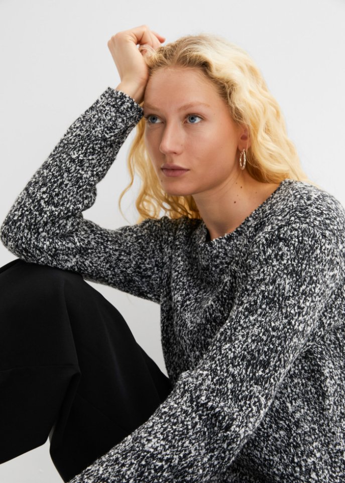 Strick-Pullover mit Rundhalsausschnitt