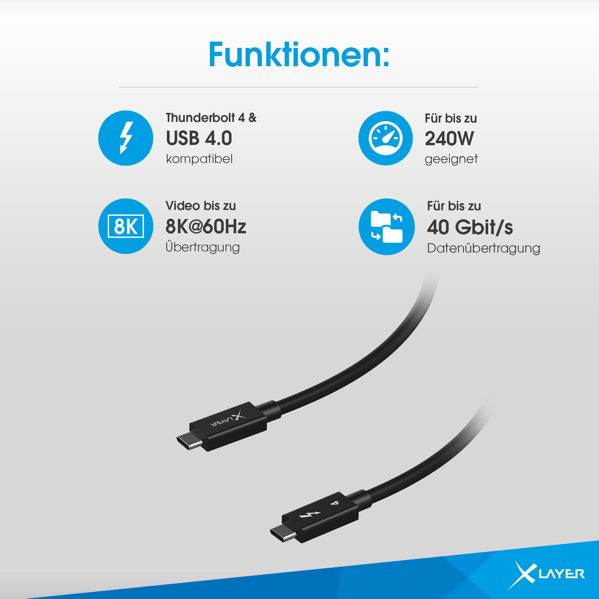 XLayer Thunderbolt 4 Typ-C 1 Meter Kabel