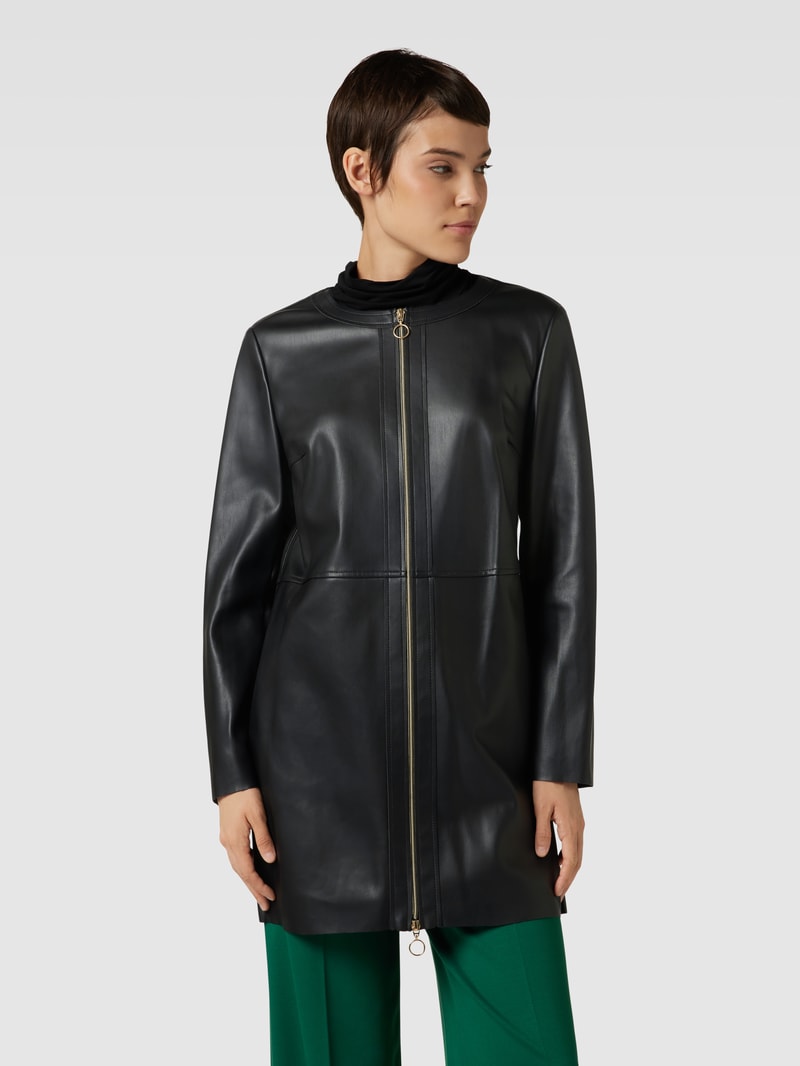 Jacke in Leder-Optik mit Zweiwege-Reißverschluss in schwarz