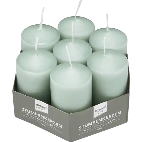 7er Set Stumpenkerzen mint