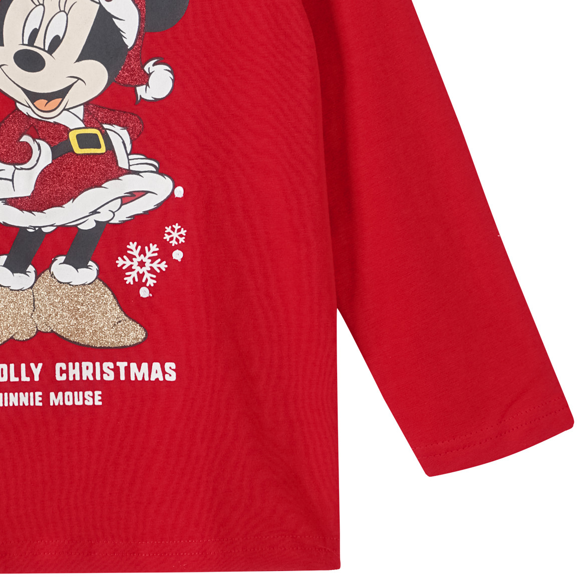 Minnie Maus Weihnachtslangarmshirt mit Print rot