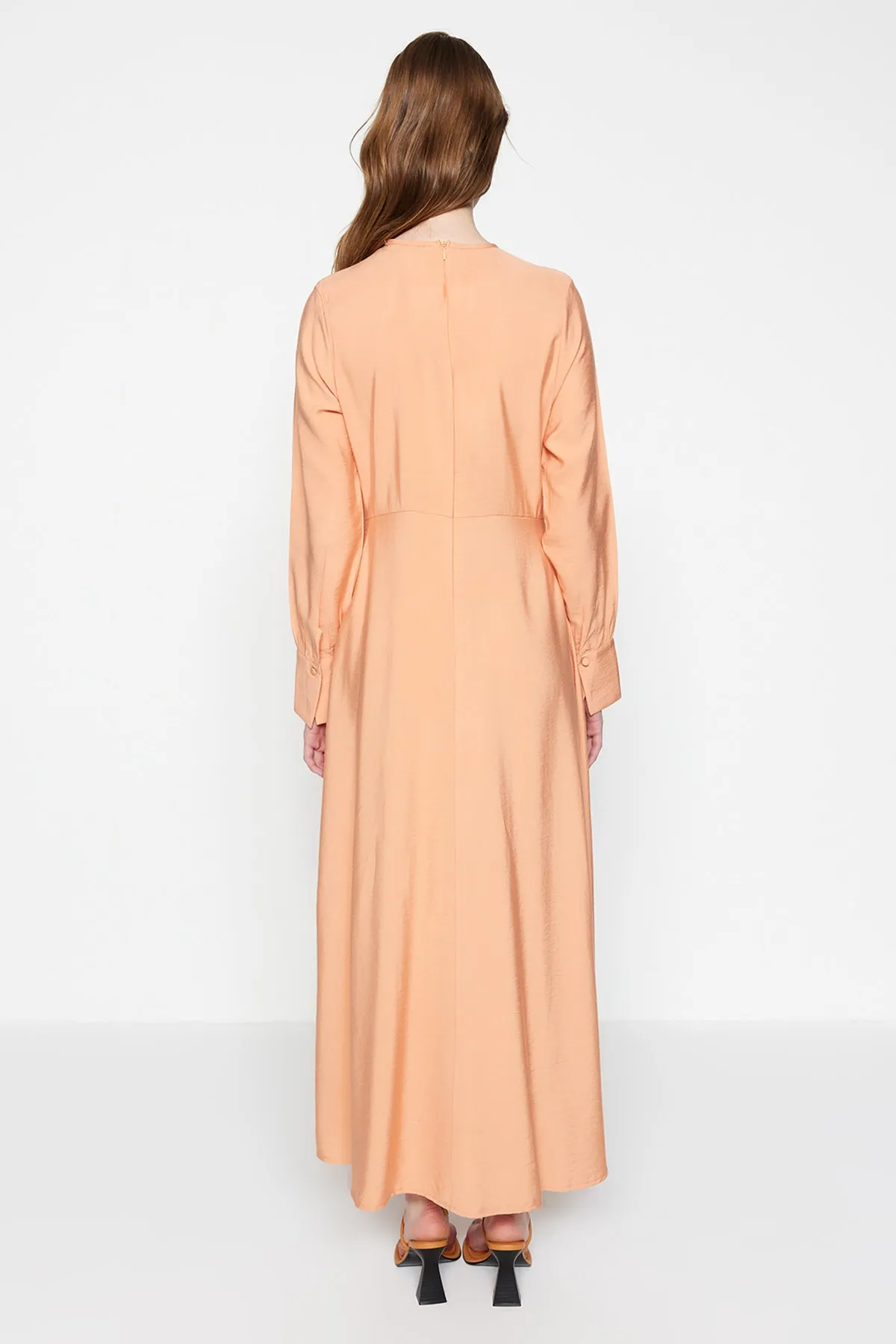 Trendyol Modest  Helloranges gewebtes Kleid mit Taillenschnürung TCTSS23EB00221
