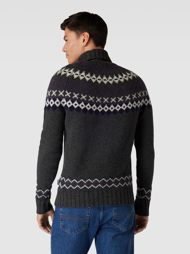 Norwegerpullover mit Rollkragen und Label-Detail in anthrazit