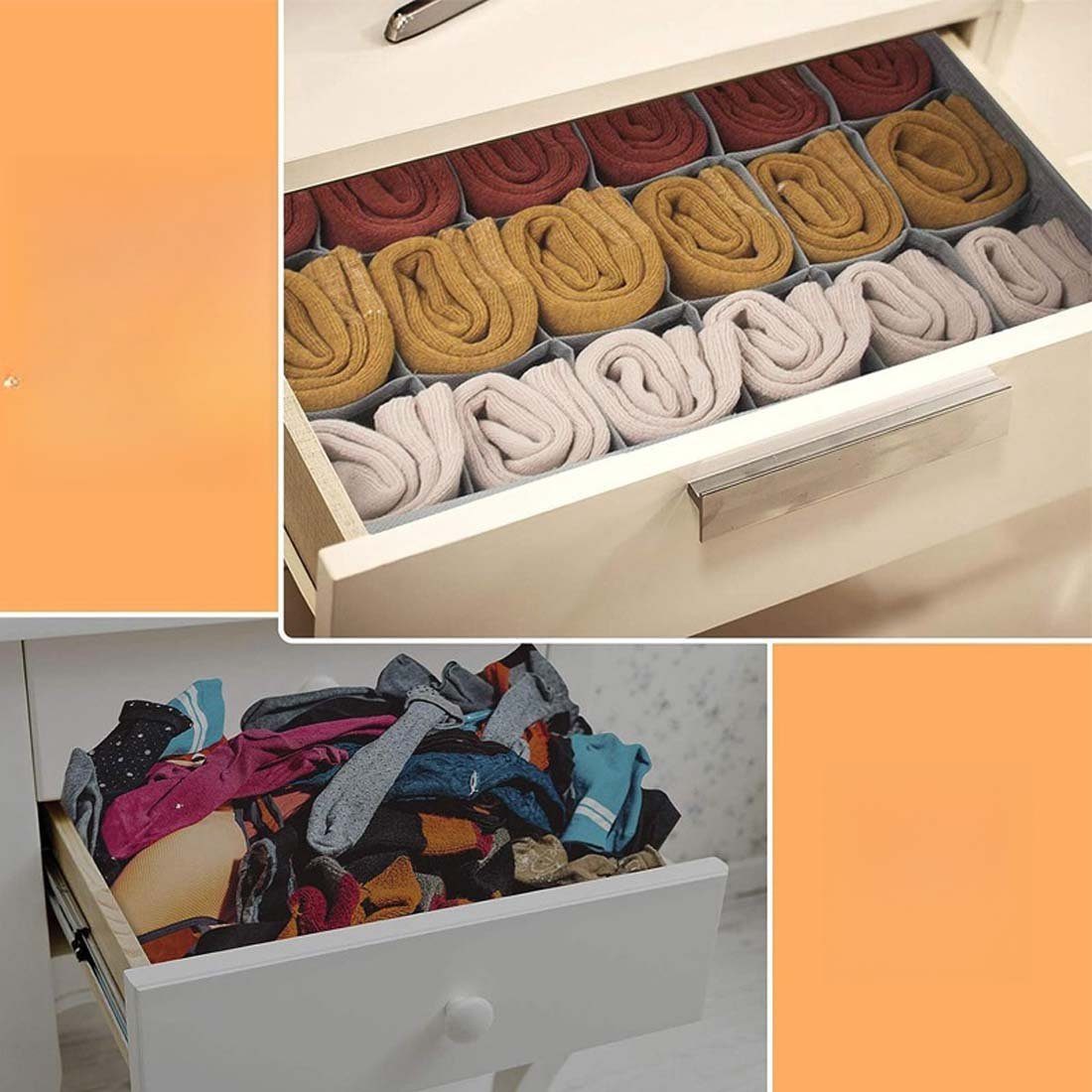 YANN Aufbewahrungstasche Socken- und Unterwäsche-Organizer, faltbare Box mit 16 Fächern. (1-tlg), Schubladen-Organizer, Stoffbox zur Aufbewahrung von Socken