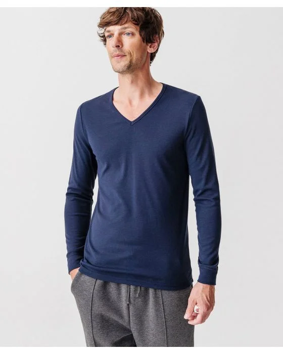 Tee-shirt col V, maille interlock Thermolactyl