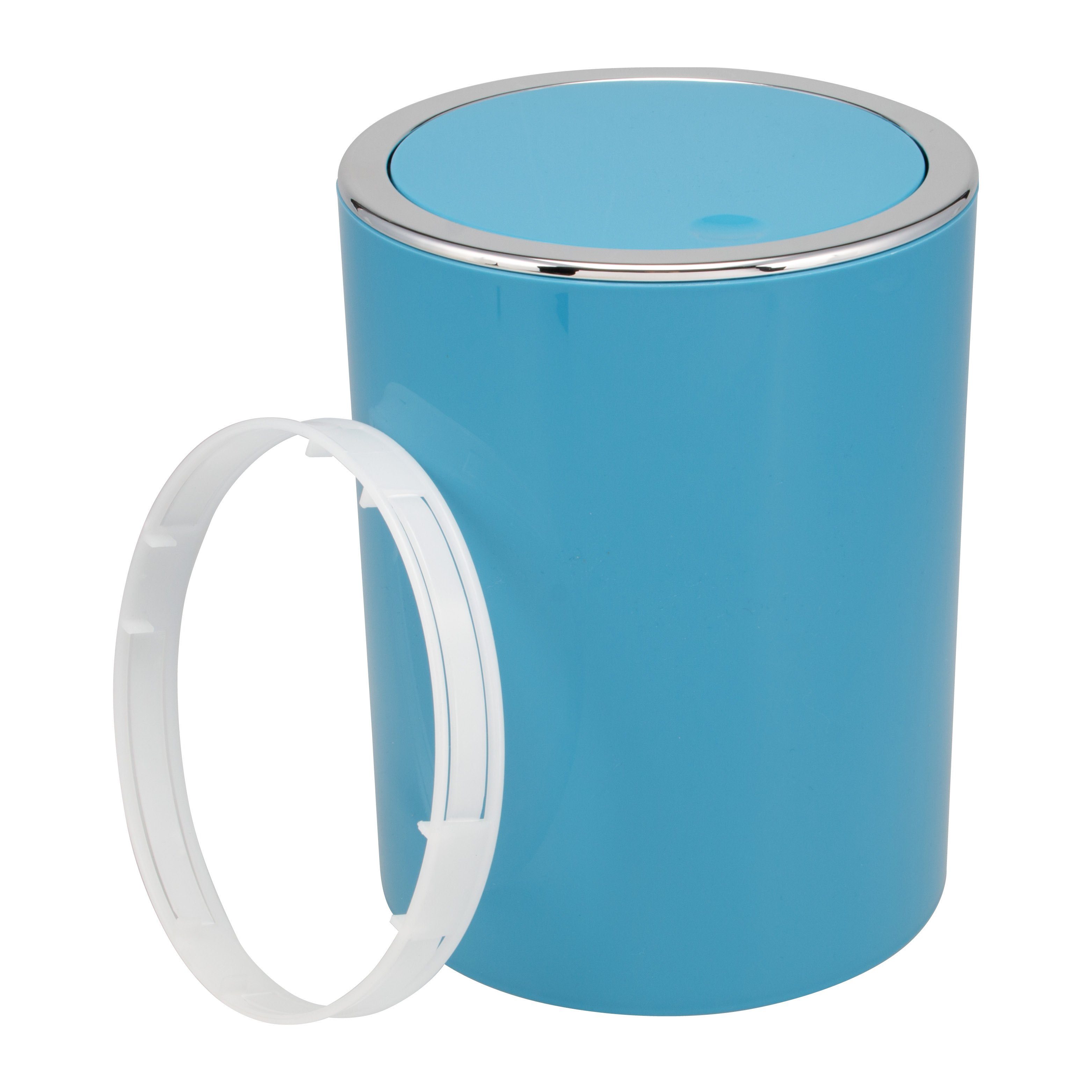 bremermann Kosmetikeimer mit Schwingdeckel, Bad-Serie SAVONA - rund, 5,5 Liter, blau