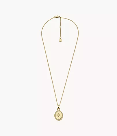 Fossil Kette Sadie Locket Collection Anhänger Edelstahl goldfarben