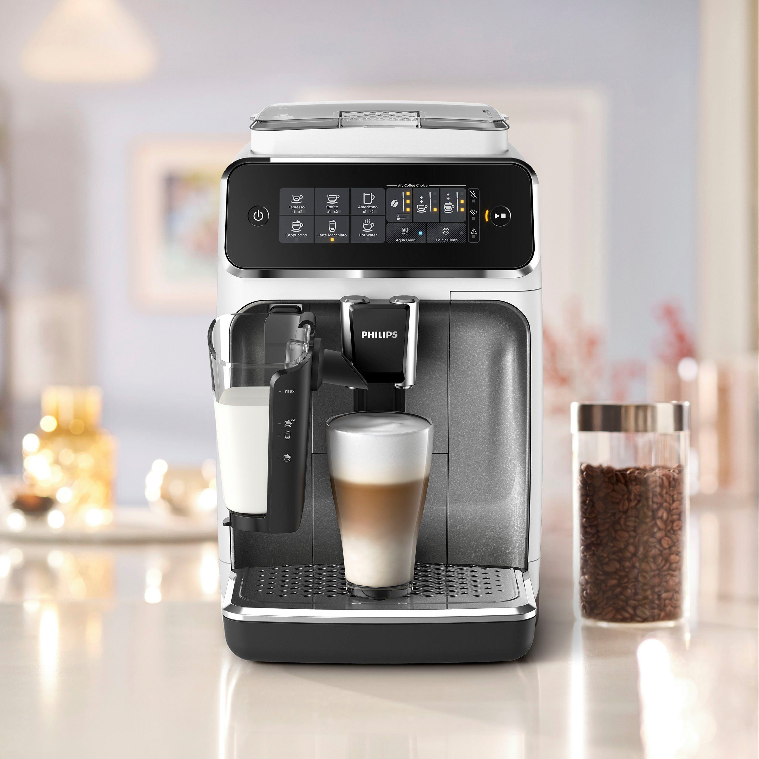 Philips Kaffeevollautomat 3200 Serie EP3243/70 LatteGo, inkl. gratis Genusspaket im Wert von UVP 49,99 €, weiß