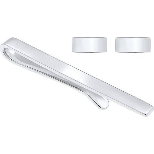 KUZZOI Schmuckset Krawattennadel Manschettenknöpfe Basic 925 Silber