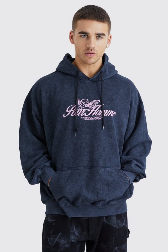 Oversize Hoodie mit Pour Homme Print