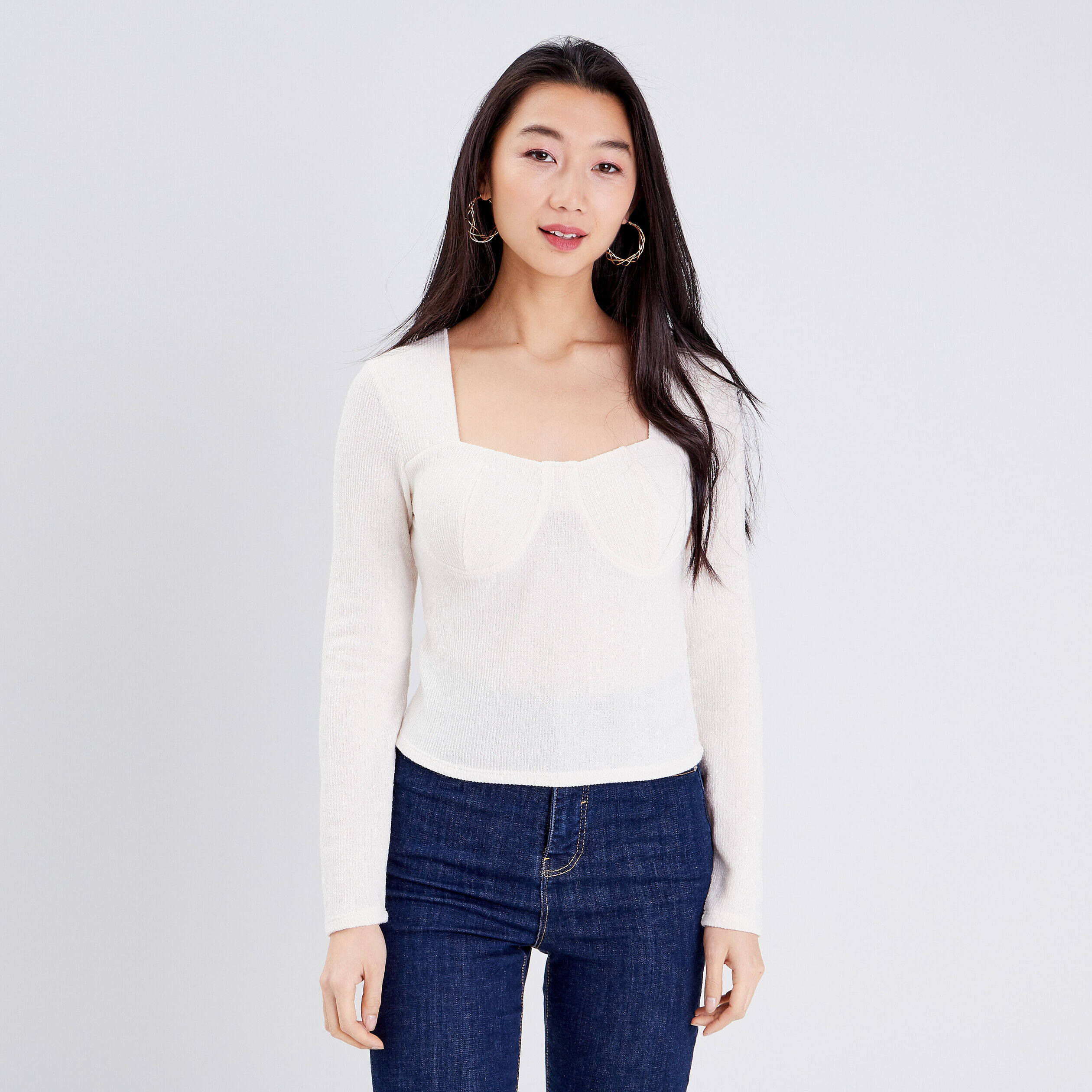 T-shirt manches longues sable femme | Cache Cache