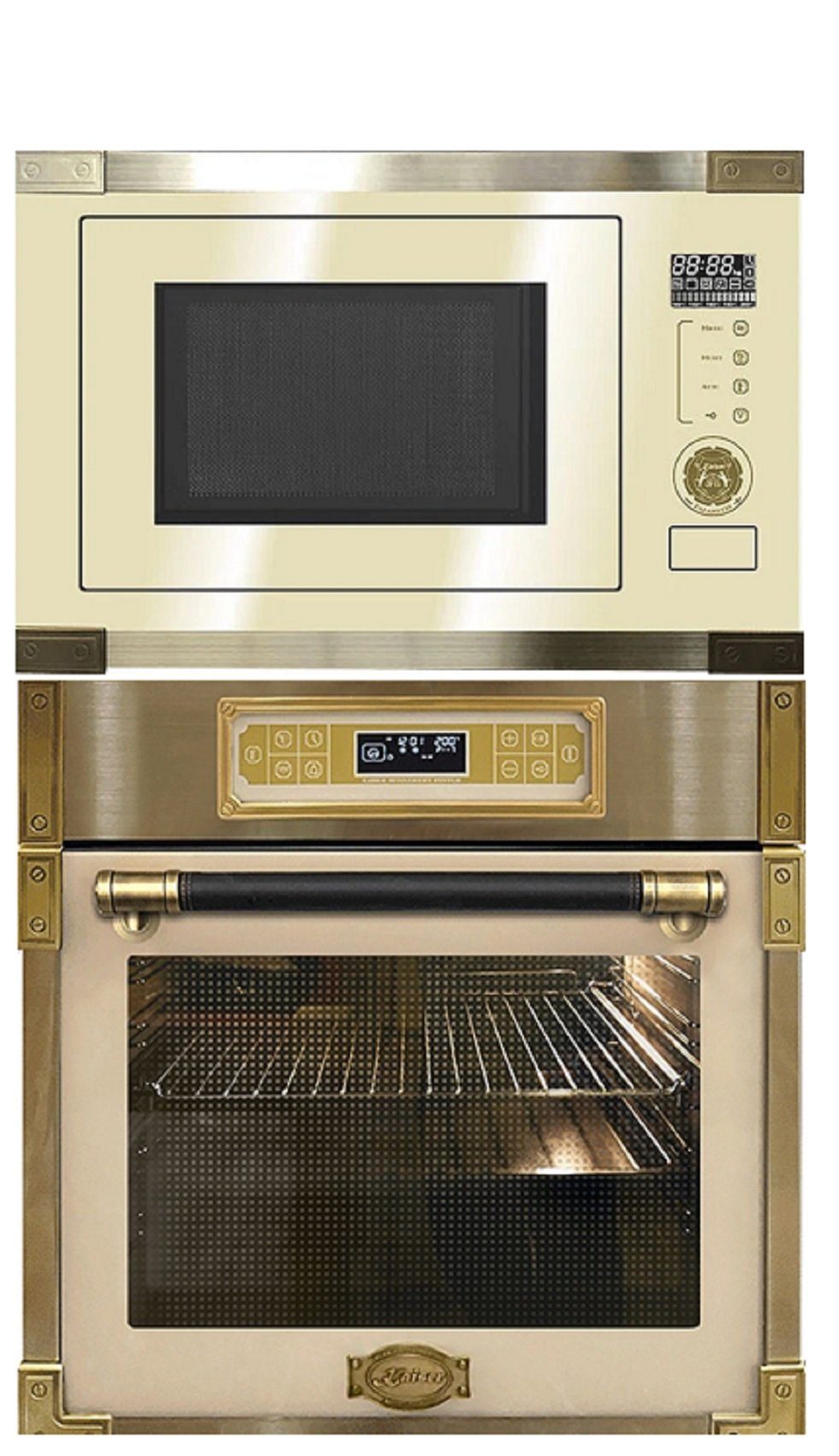 Kaiser Küchengeräte Backofen-Set EH 6726 ElfAD+EM 2545 ElfAD, Retro Einbau Elektro Backofen 11 Betriebsfunktionen+Einbau-Mikrowelle