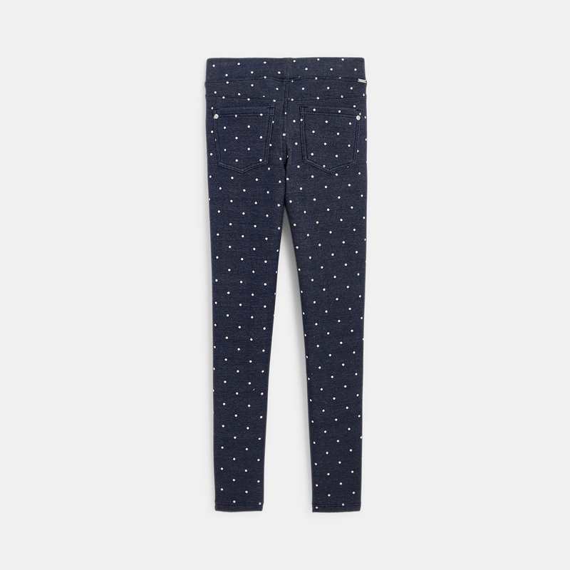 Jeggings chauds à pois blancs fille