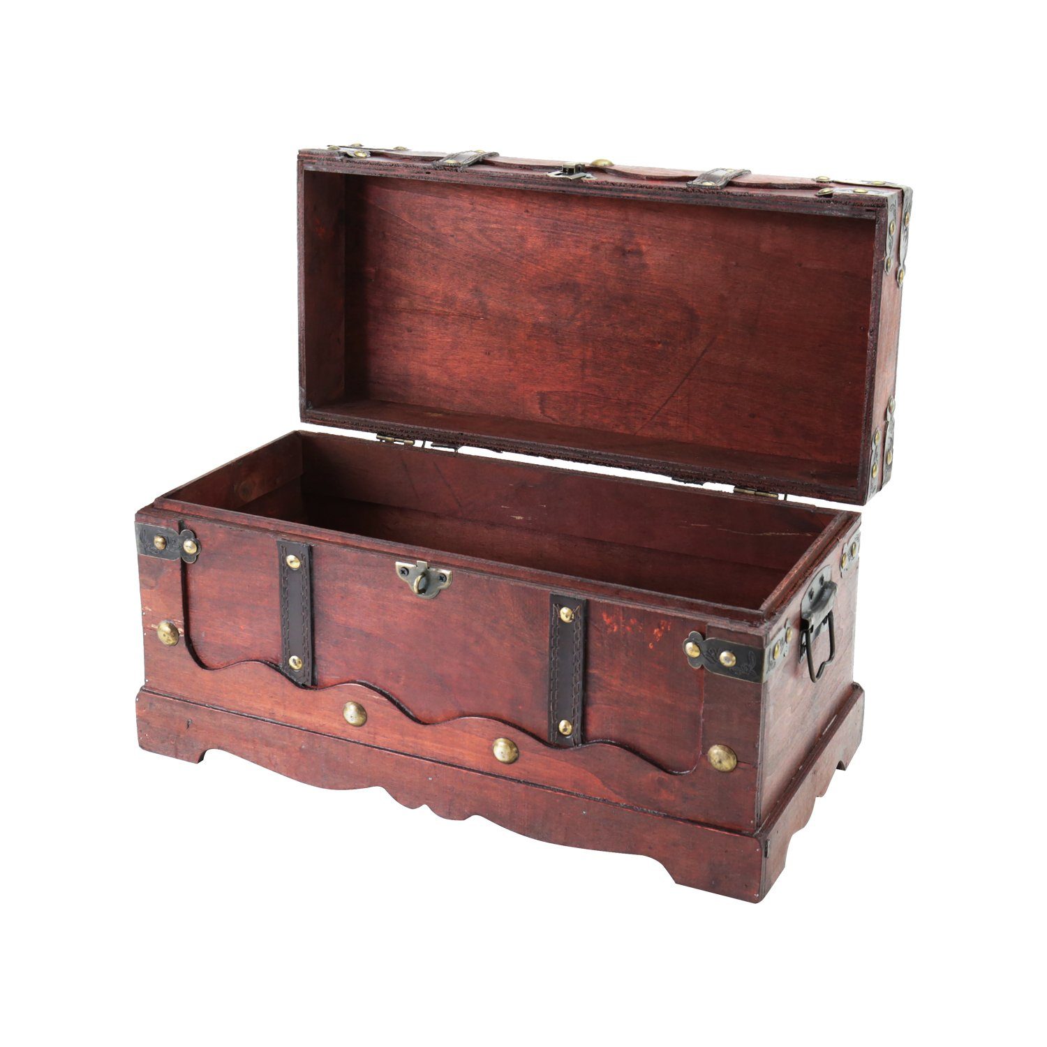 HMF Schatzkiste Handgefertigte Holztruhe Frankreich (1 St), Dekorative Aufbewahrungsbox mit Schloss, 40x20x22cm