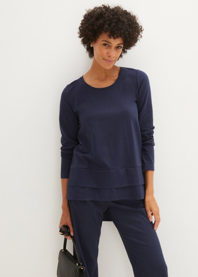 Longshirt mit Bluseneinsatz