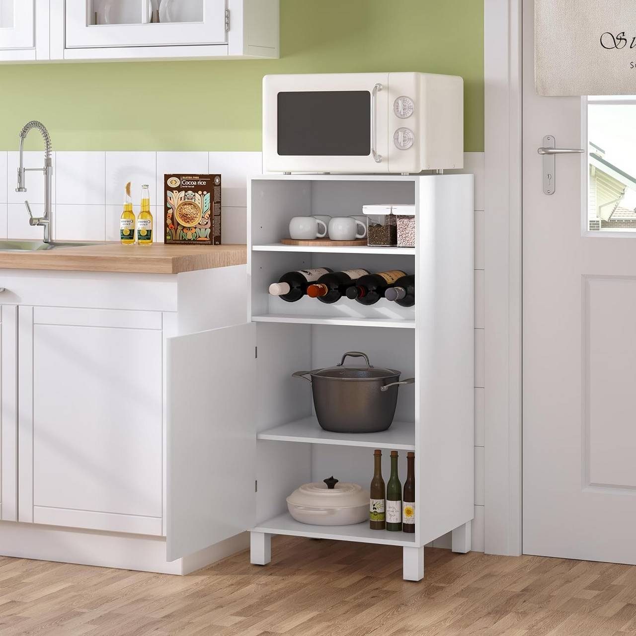 Woltu Weinschrank (1-St) Küchenschrank mit Weinregal, verstellbaren Regalböden