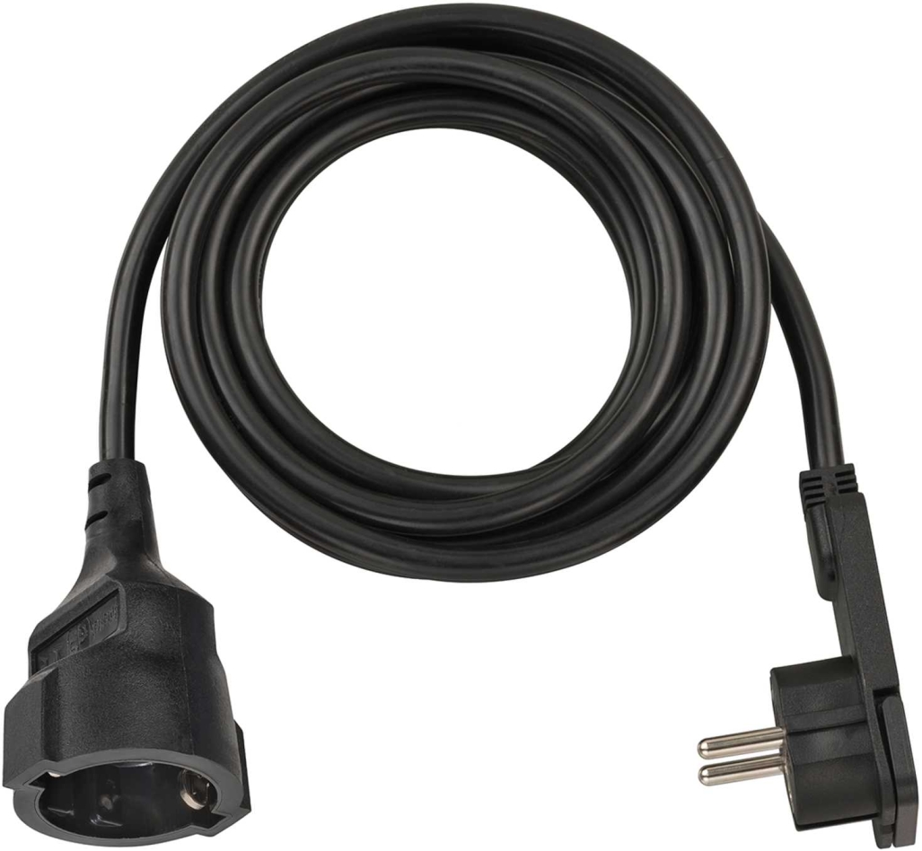 Brennenstuhl 1168980030 Hochwertiges Kunststoff-Verlängerungskabel mit Flachstecker, 3 m, H05VV-F3G1.5, schwarz