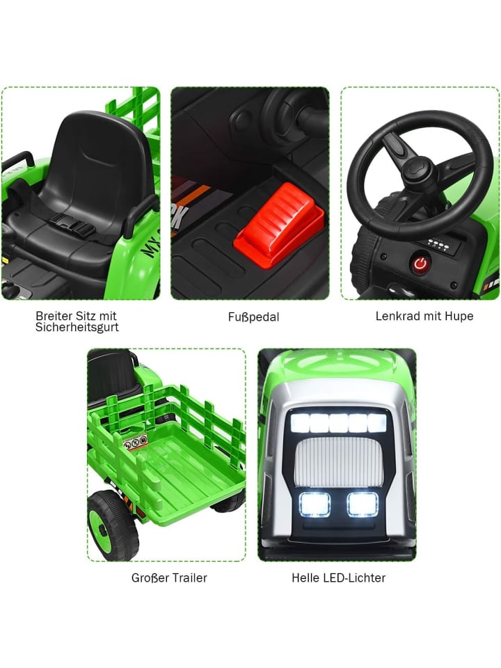 COSTWAY 12V Traktor ab 3 Jahren in Hellgrün günstig kaufen 135 cm