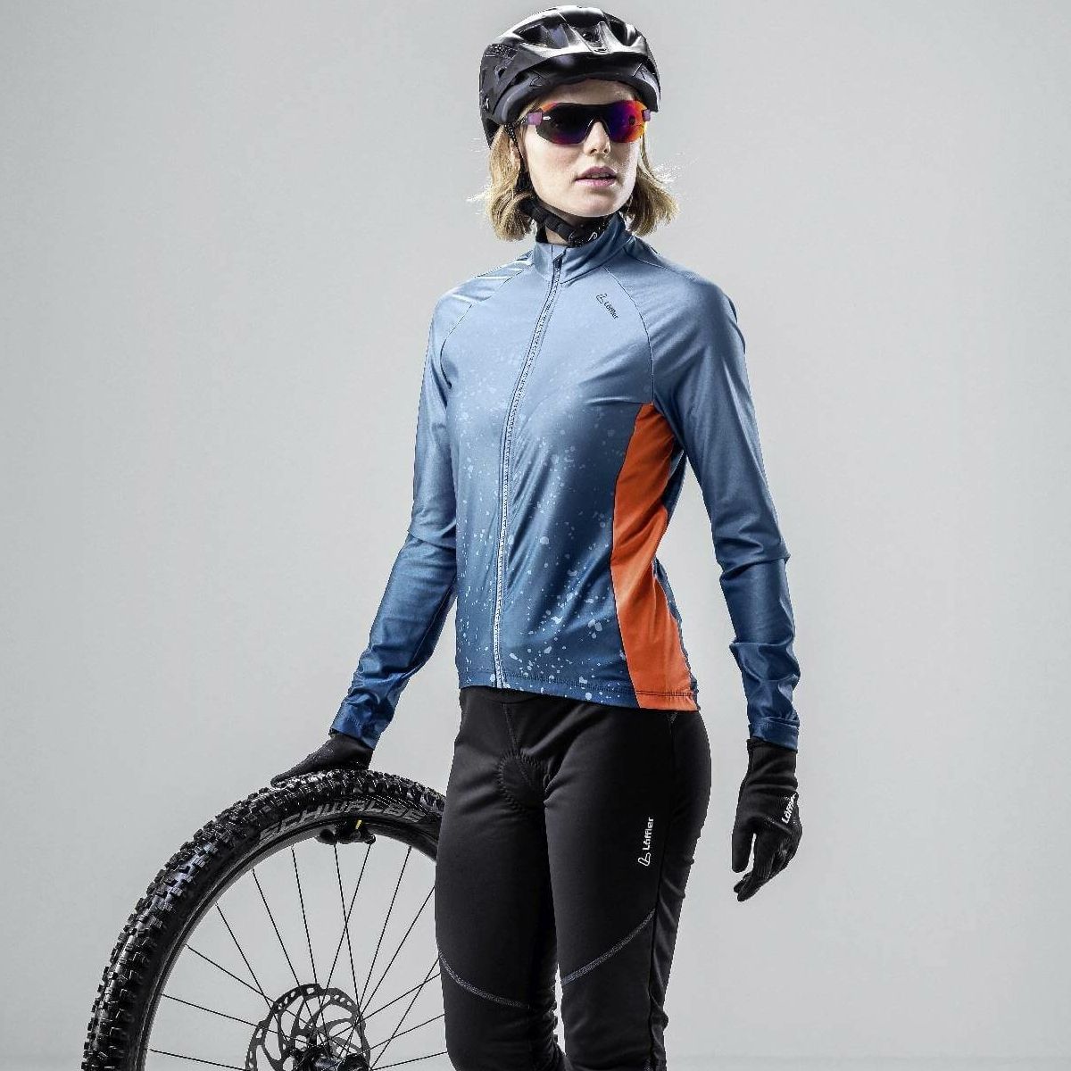 Löffler Dirt blaues Damen Langarm-Radtrikot