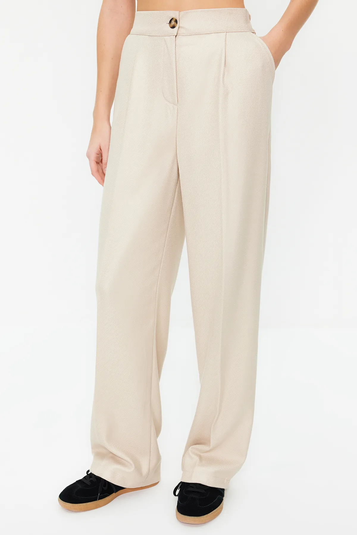Trendyol Collection  Nerzfarbene gerade/gerade geschnittene Webhose TWOAW22PL0321