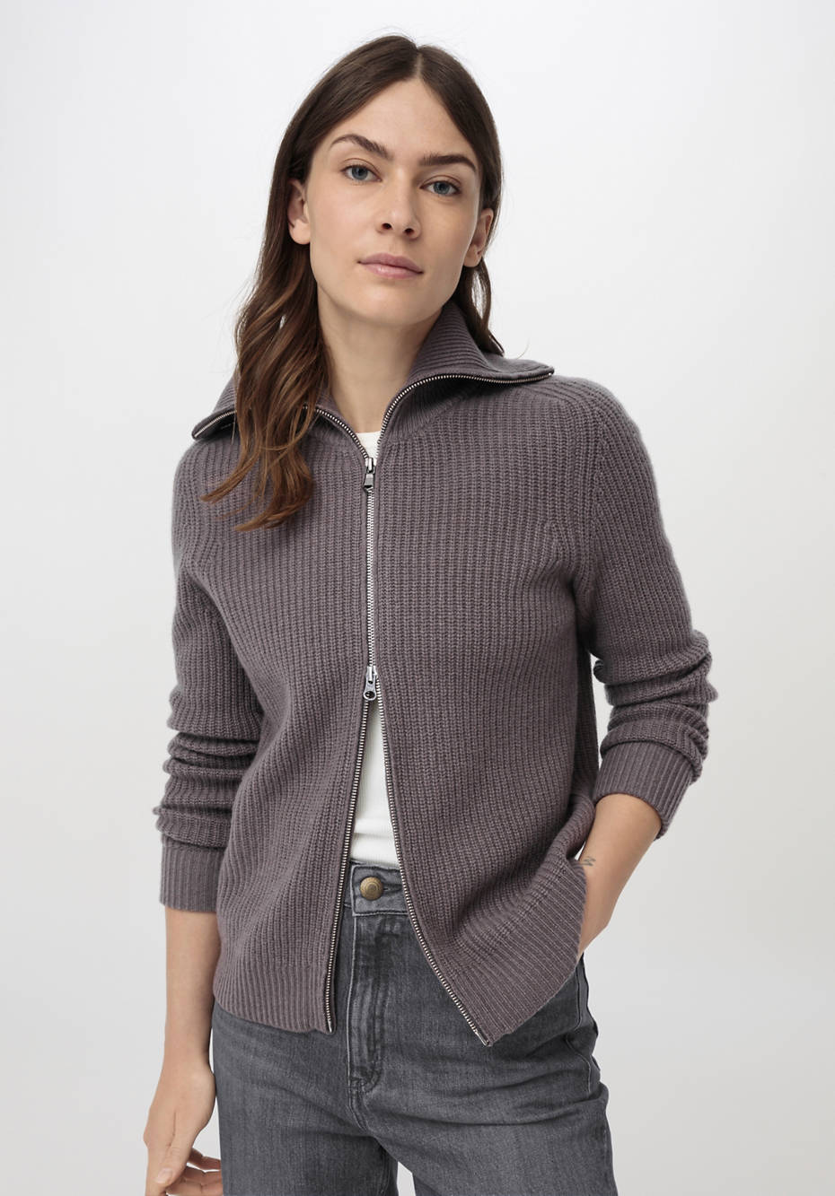 Strickjacke aus Bio-Merinowolle mit Kaschmir