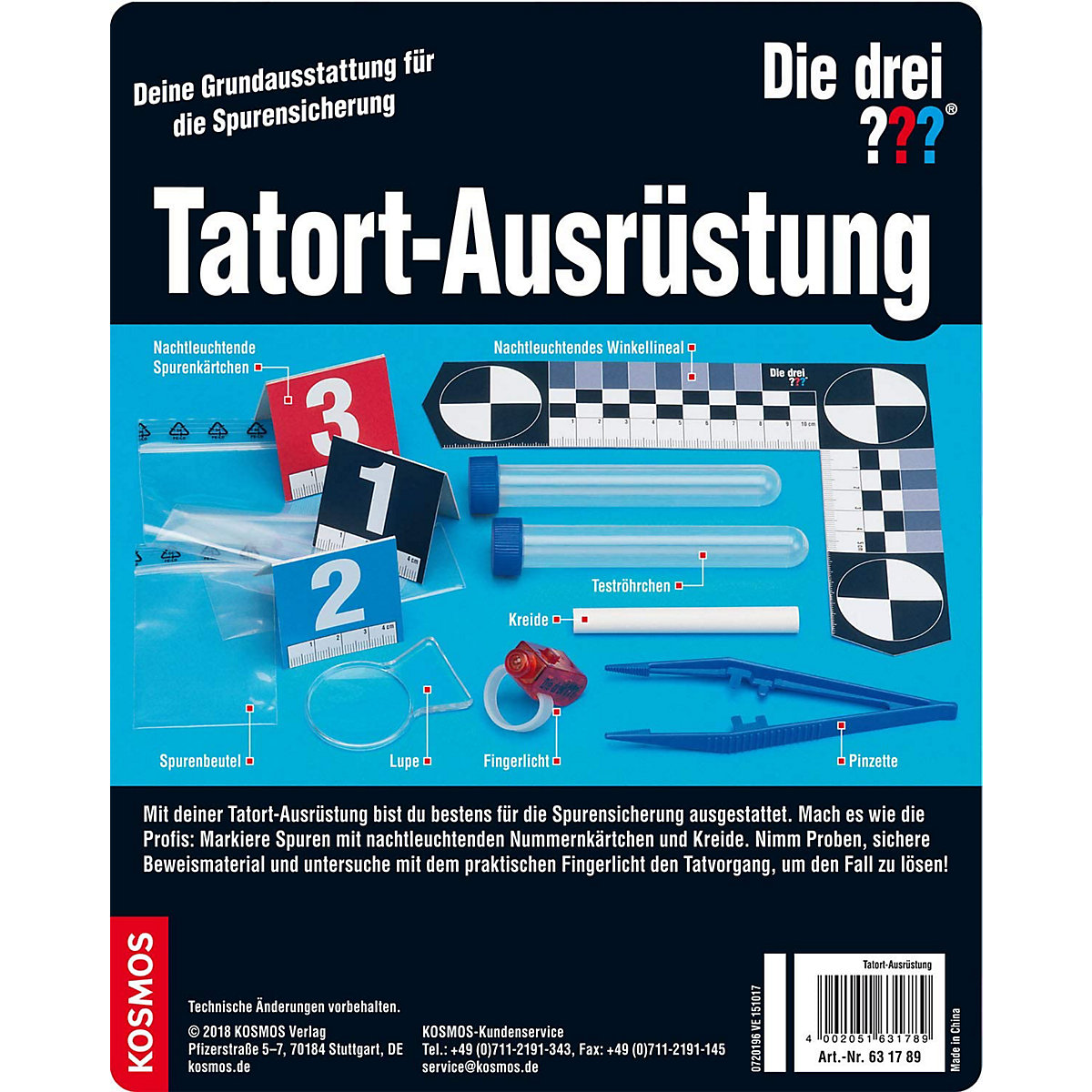 Detektivausrüstung Die Drei  Fragezeichen - großes Detektiv-Set (9-teilig)