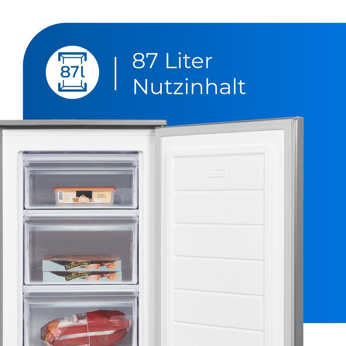 exquisit Gefrierschrank GS1081-040C inoxlook, 85,5 cm hoch, 54,5 cm breit