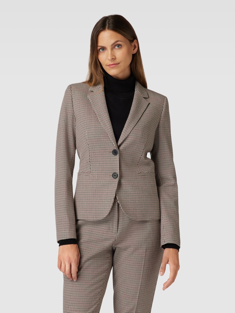 Blazer mit Hahnentrittmuster in camel