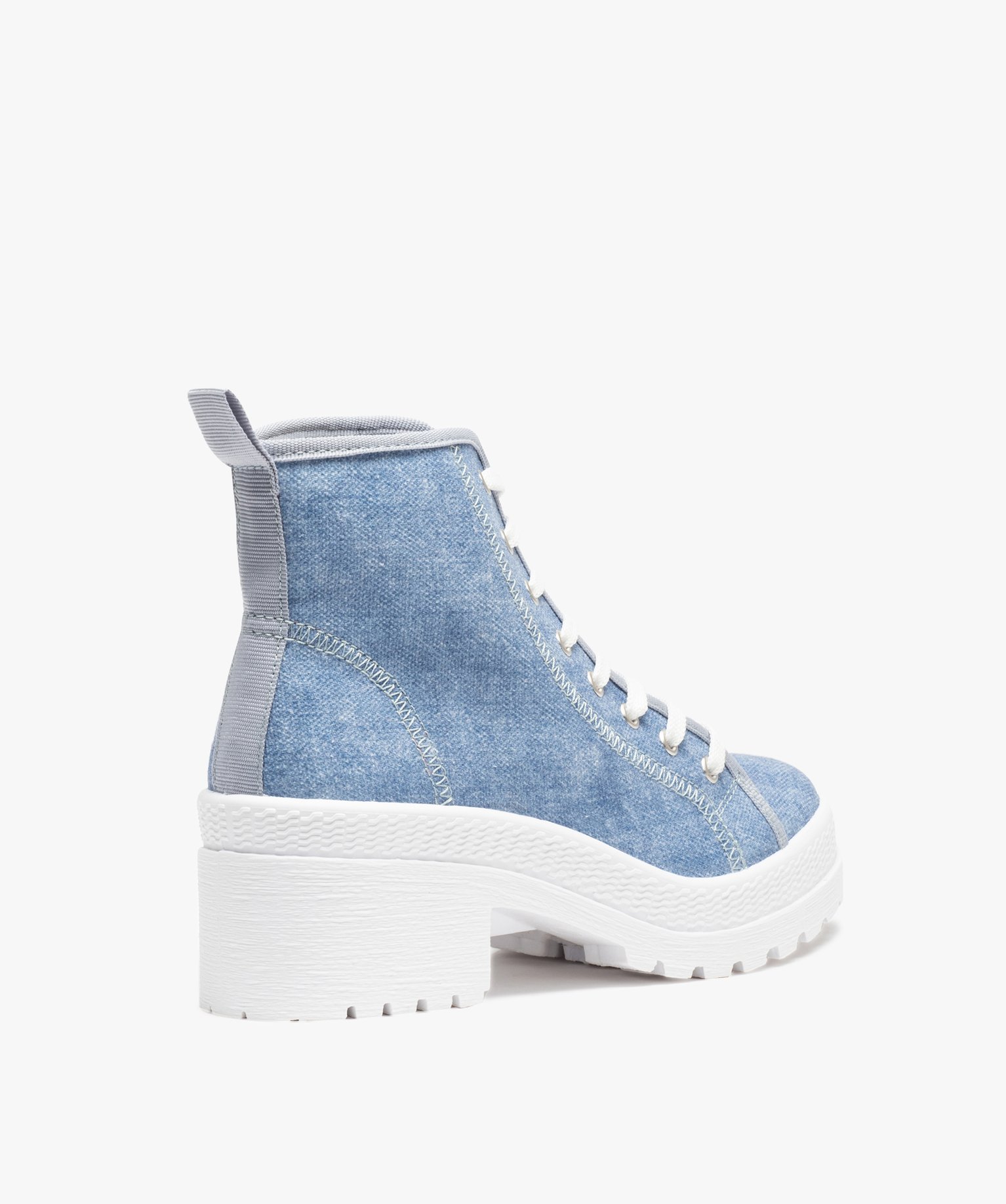 Tennis femme mid-cut en toile unie à talon et semelle crantée bleu | GEMO