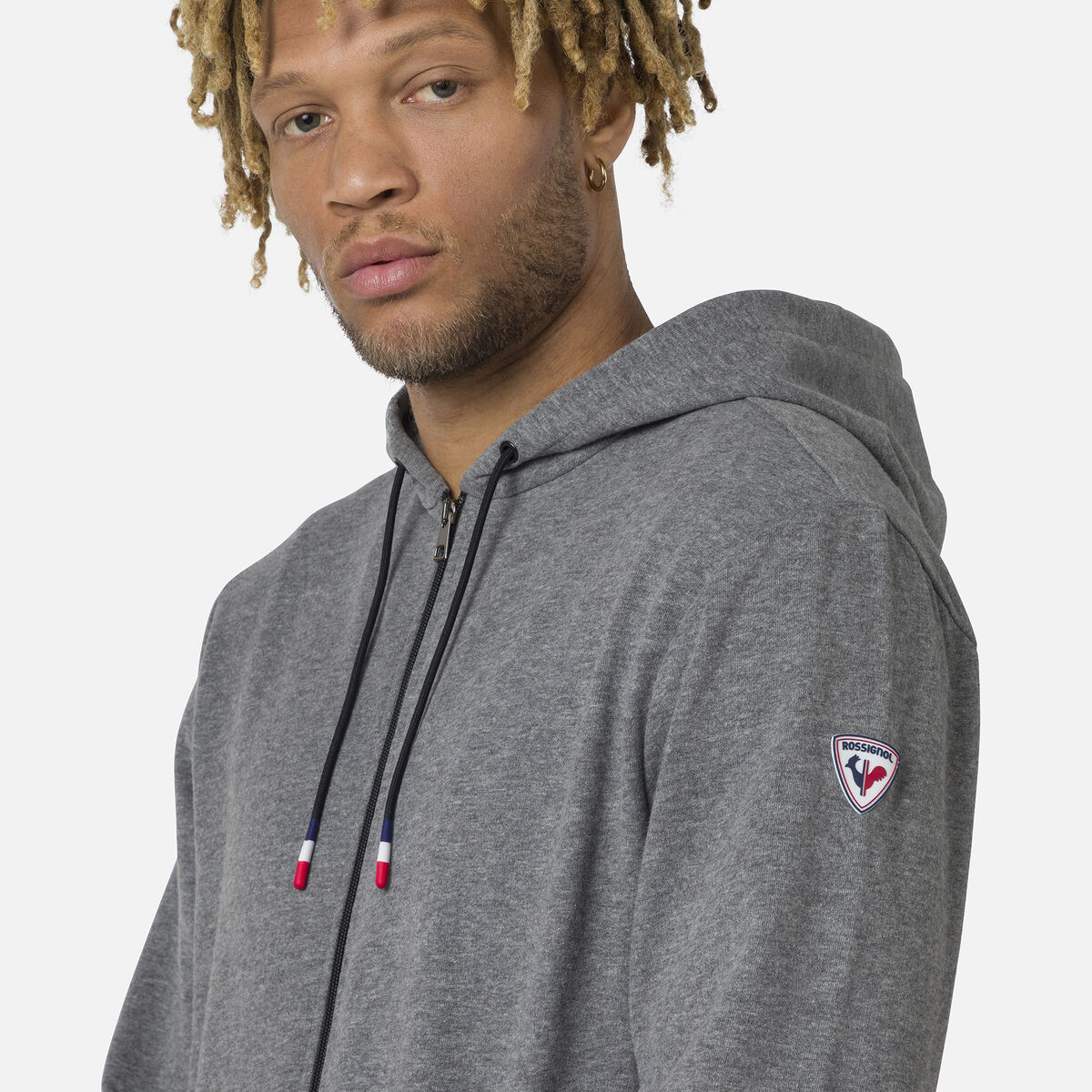 Herrensweatshirt mit Kapuze, Logo und durchgehendem Reißverschluss