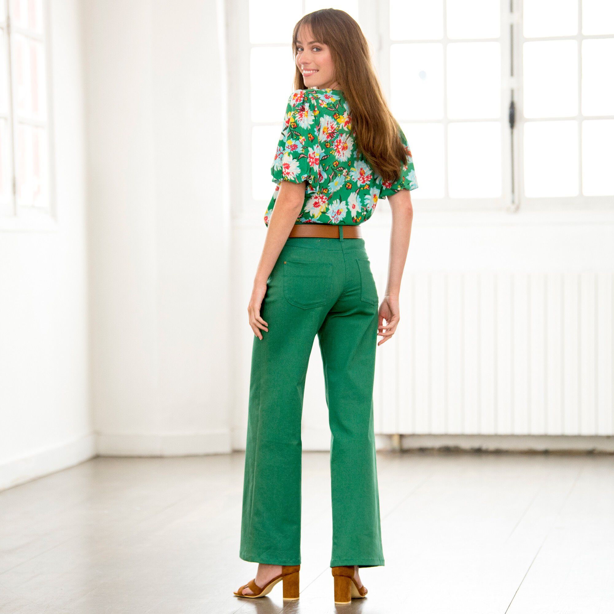 Pantalon couleur coupe large 5 poches