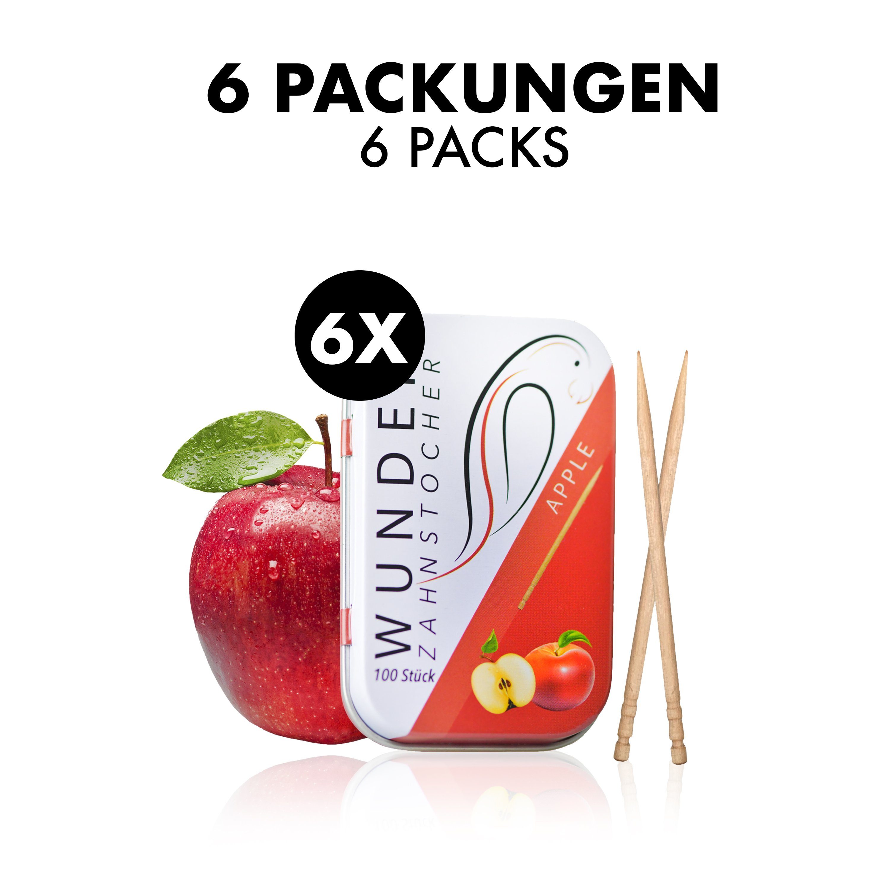 Wunder Zahnstocher Mundpflegecenter Wunder Zahnstocher Display 6er Pack Apfel DS