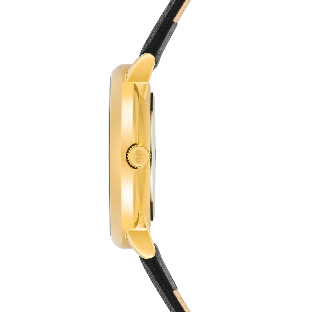 Rhodenwald & Söhne Montre à quartz Pamina en Or jaune Cuir véritable en Noir Montre