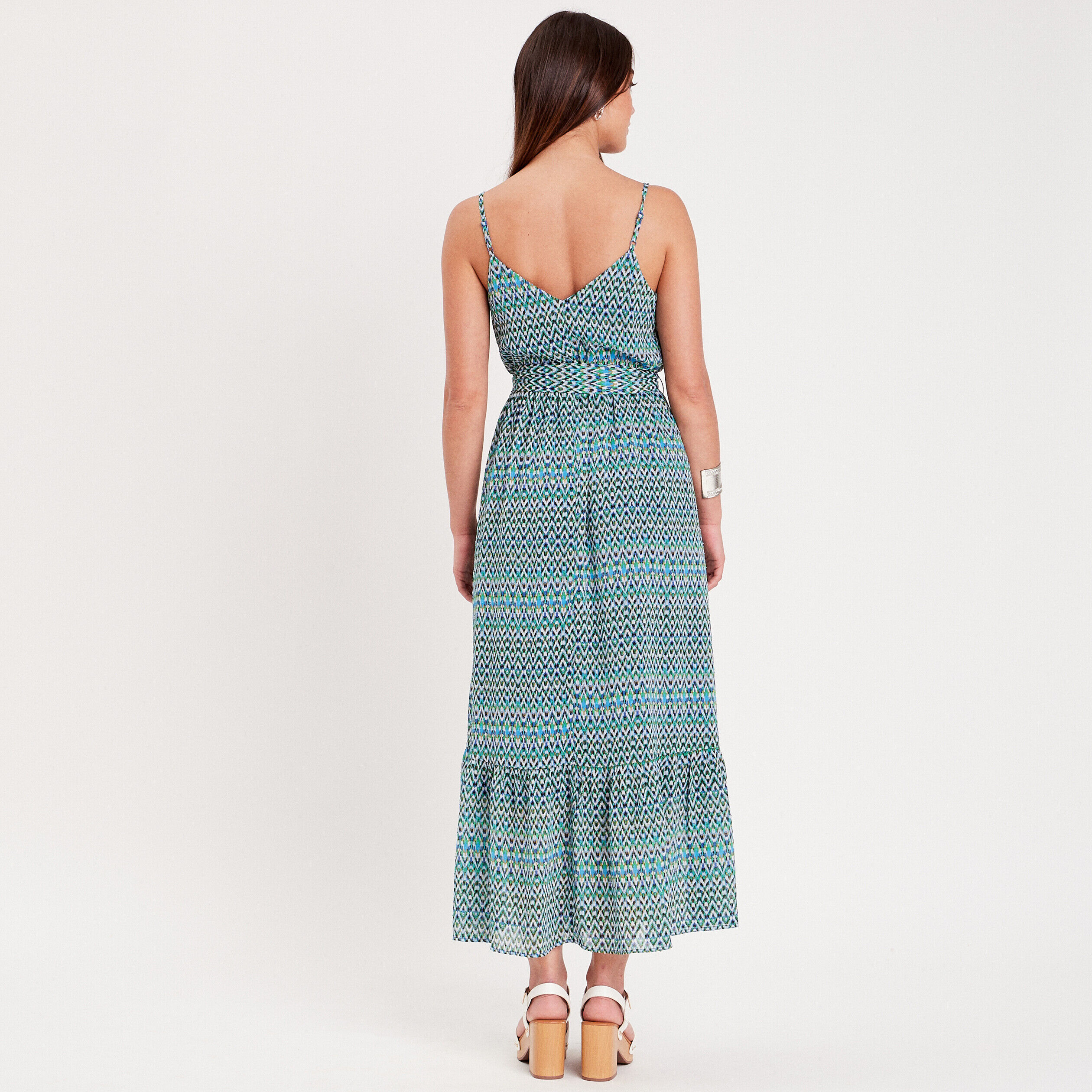 Robe longue évasée bleu femme | Cache Cache