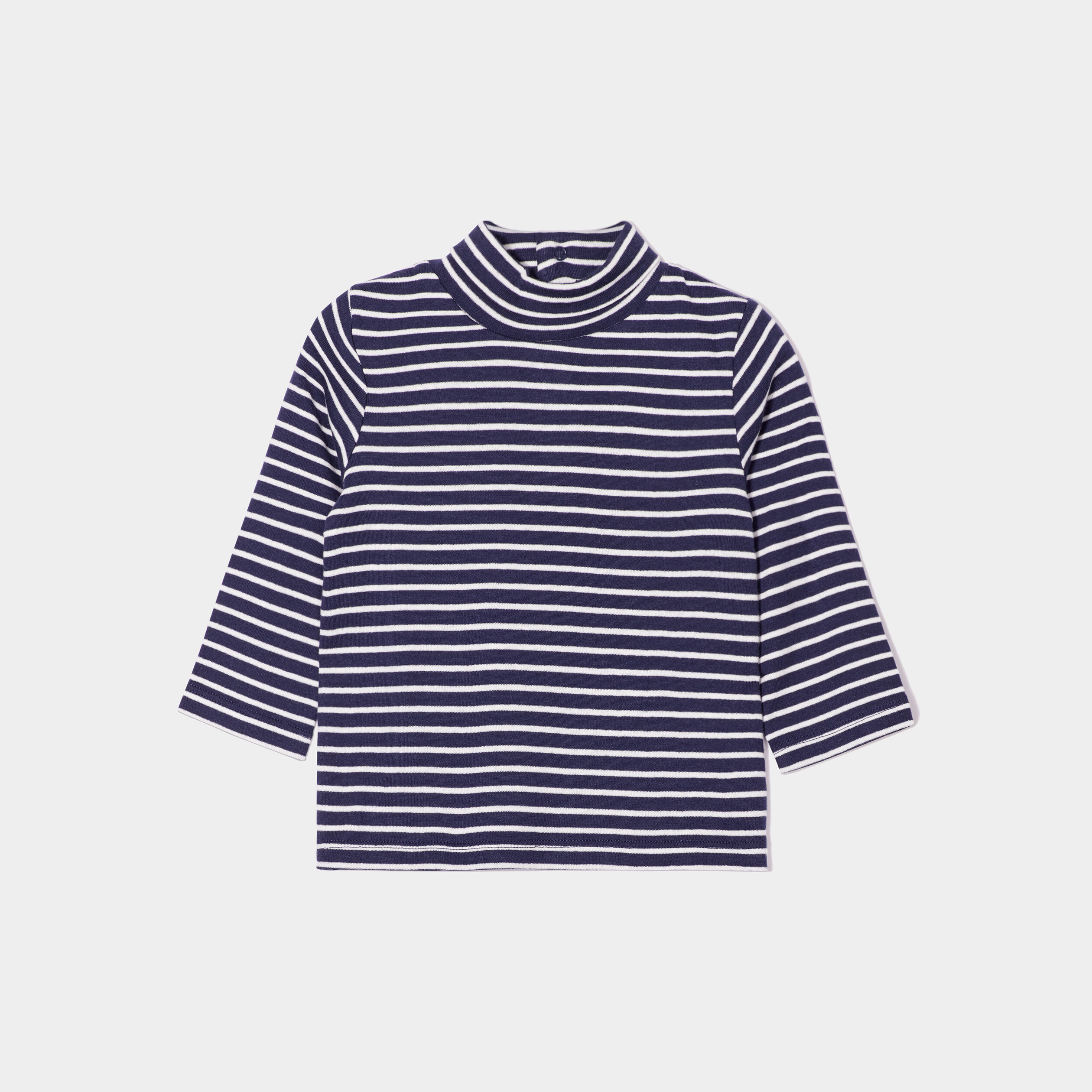 Sous-pull col roulé boutonné coton bleu marine bébé garçon | La Halle