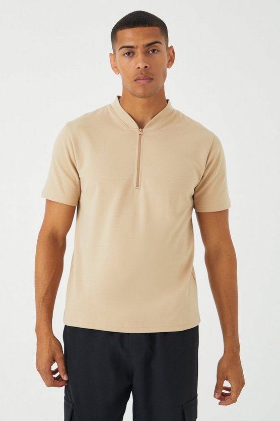 Slim-Fit Poloshirt mit Bomber-Kragen