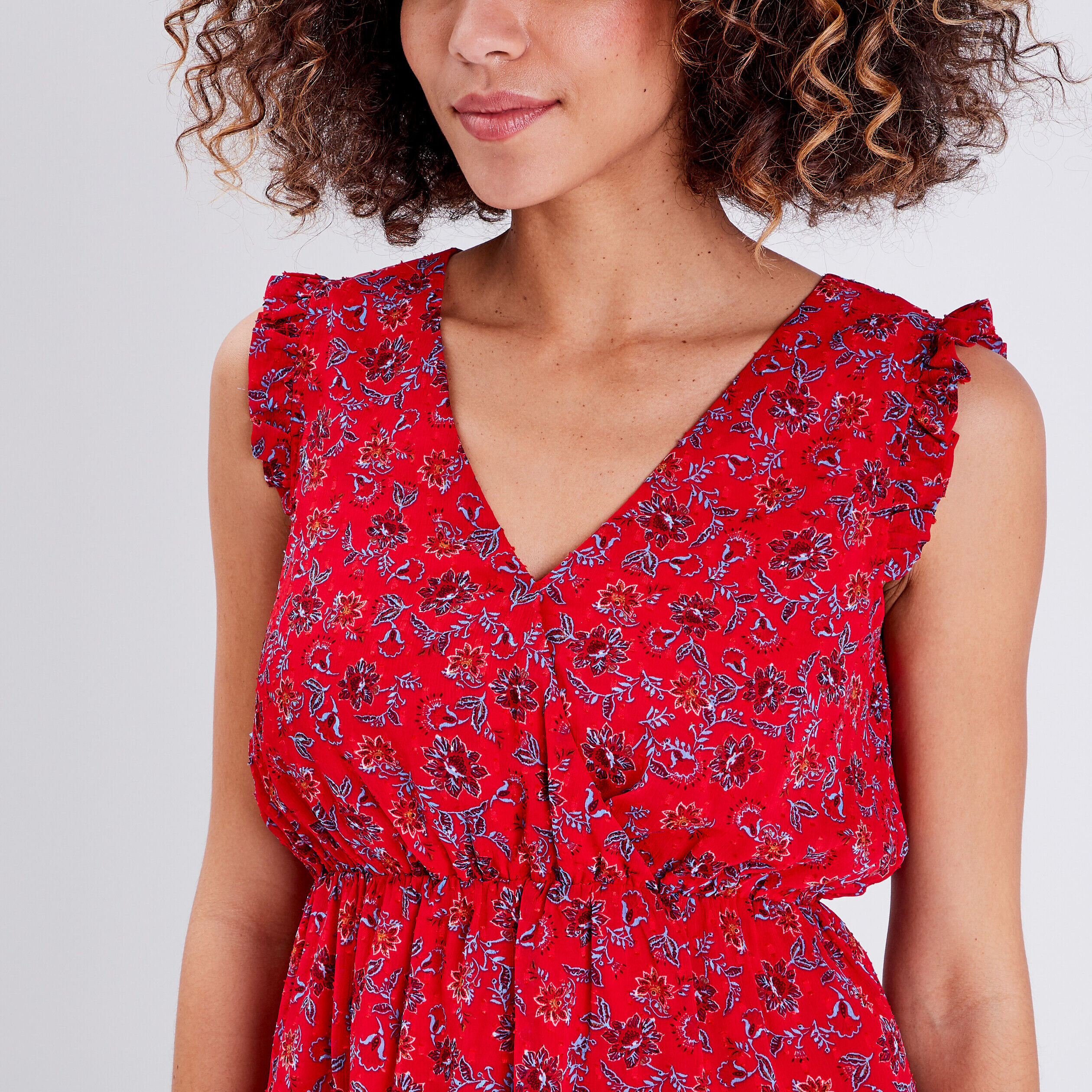 Blouse sans manches rouge femme | Cache Cache