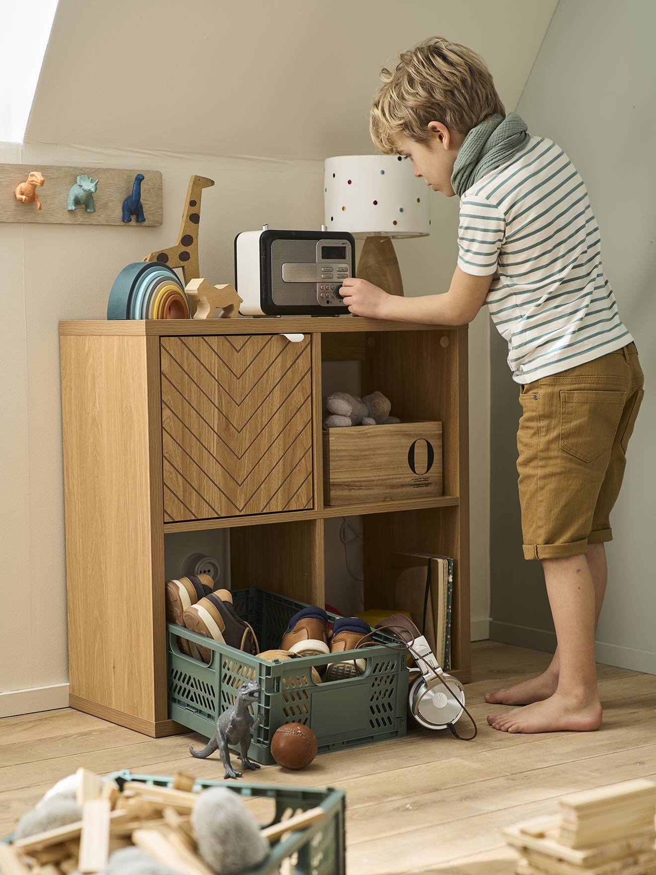 Vertbaudet Kinderzimmer Regalelement mit 4 Fächern CHEVRONS - braun