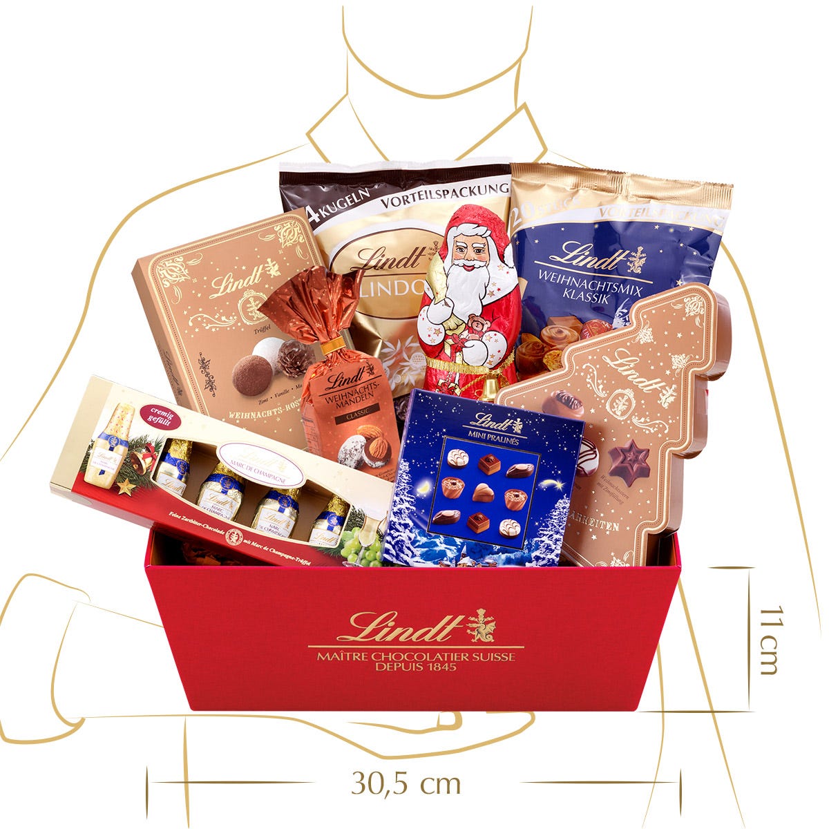 Lindt "Deluxe" Weihnachtsgeschenkkorb, 1161g