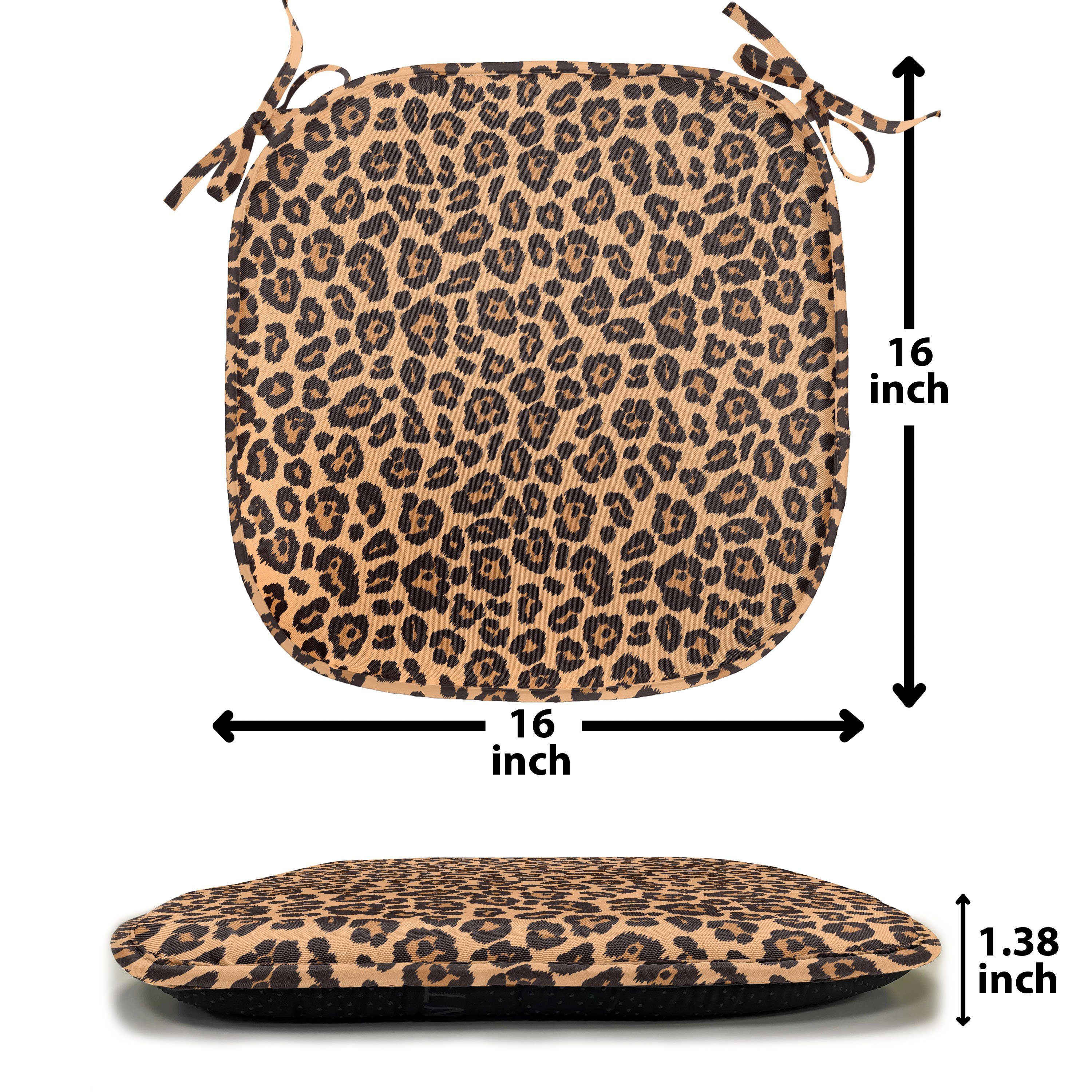 Abakuhaus Stuhlkissen Dekoratives wasserfestes Kissen mit Riemen für Küchensitze, Leopard-Druck Orange Exotische Afrikanische