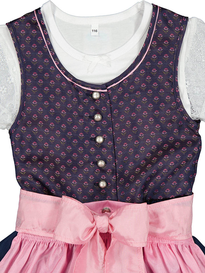 Turi Landhaus Dirndl in Dunkelblau/ Rosa günstig kaufen