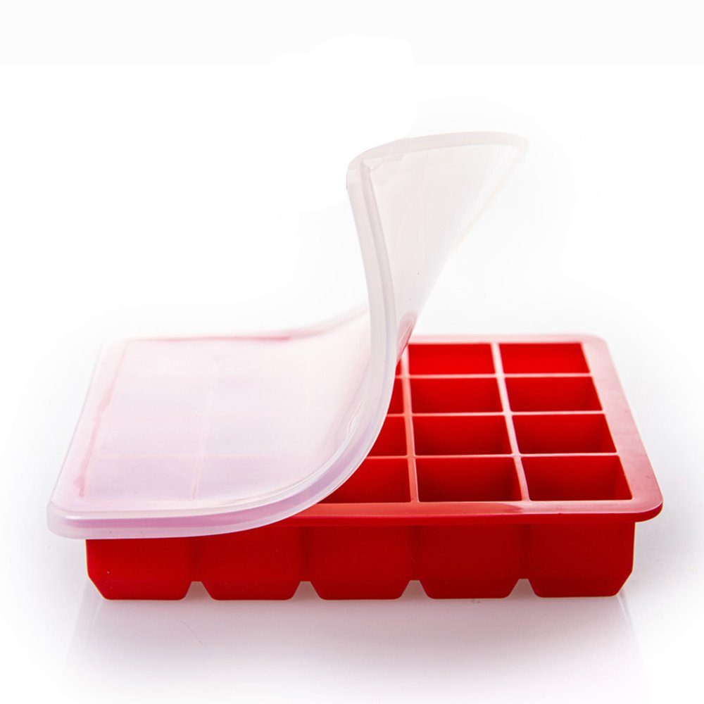 Questive Eiswürfelbehälter Eiswürfelbehälter mit Deckel zum Einfrieren Silikon Eiswürfelbox, Silikon, (1-tlg)