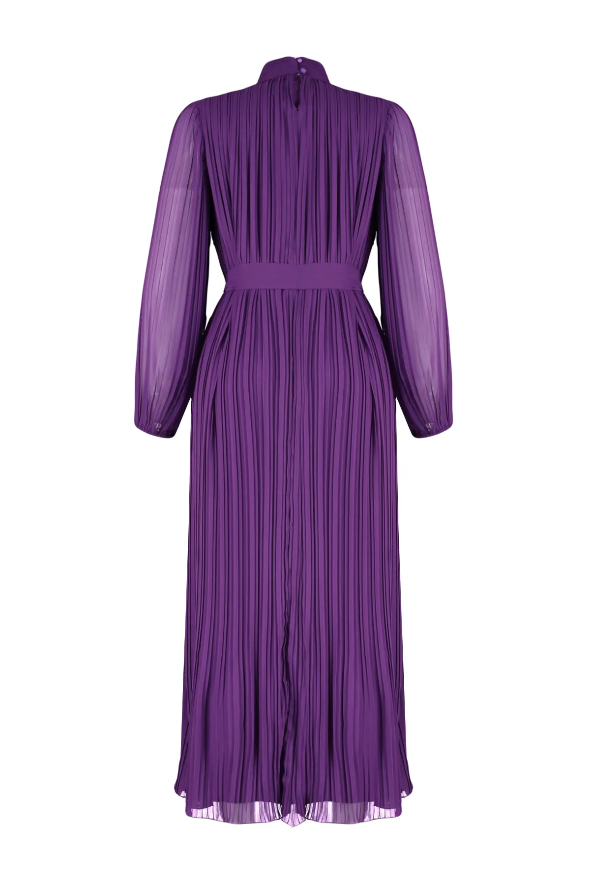 Trendyol Modest  Lila plissiertes, gewebtes, gefüttertes Chiffonkleid TCTSS24DB00040