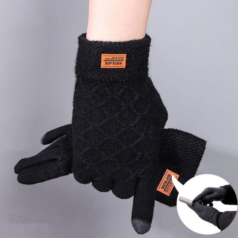Lycille Strickhandschuhe elegante und warme Männer-Handschuhe mit Muster innen gefüttert (1 Paar) sportliches und elegantes Design, Touchscreen geeignet, wärmend