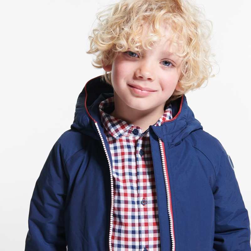 Blouson doublé à capuche bleu garçon
